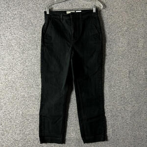 Everlane Women's Size 6 Solid Black Cotton Slim Straight Leg Cropped Pants